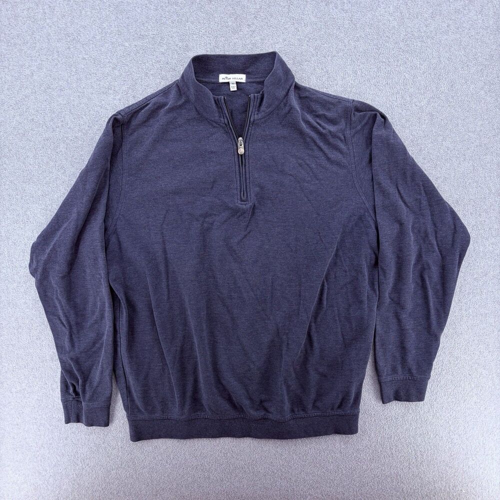 Peter Millar XL Navy Quarter Zip Pullover Sweater Golf Luxury Casual Blue Top